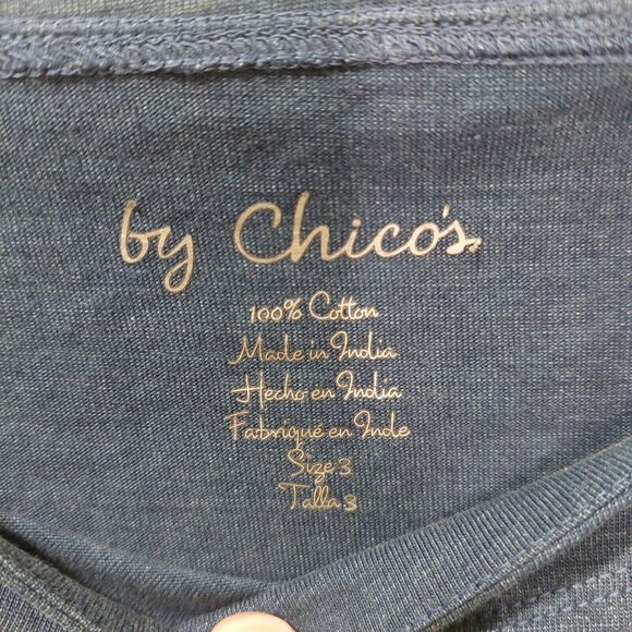 Chicos Women's Top Size 3 (XL/16) Blue~Rope Tie~ Nautical~Fringe~Boho Beachy - Picture 4 of 13